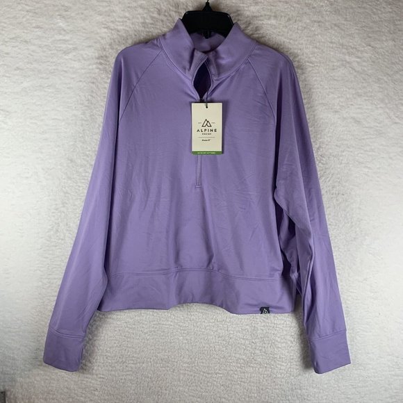 Alpine Design Shirt Lilac Womens Medium Purple Thumbhole Field Knit 1/4 Zip 7103 - Picture 1 of 8